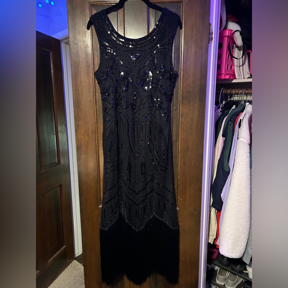 Black, sequins, short
